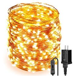 Ultra Long LED String Lights - Moobibear 164ft 500 LEDs Copper Wire Lights, UL Listed Plug in Fairy Lights, Warm White Starry String Light with ON/Off Switch for Bedroom, Patio, Wedding, Party