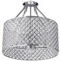 Marya 4-Light Chrome Round Shade Crystal Semi Flush Mount Chandelier Ceiling Fixture, Beaded Drum Shade
