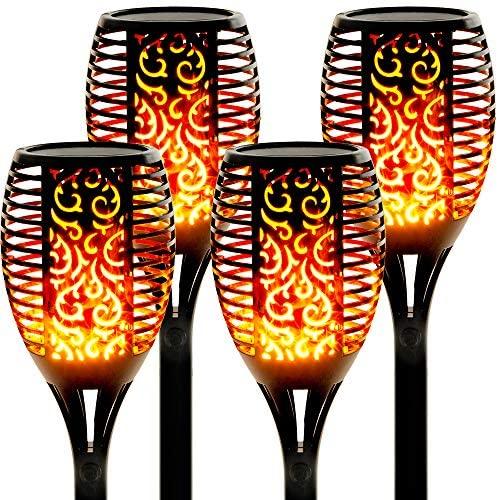 Walensee Solar Lights Outdoor Upgraded 43''(4 PACK) 96 LED Waterproof Flickering Flames Torch Lights Outdoor Solar Spotlights Landscape Decoration Lighting Dusk to Dawn Auto On/Off Security Torch Light