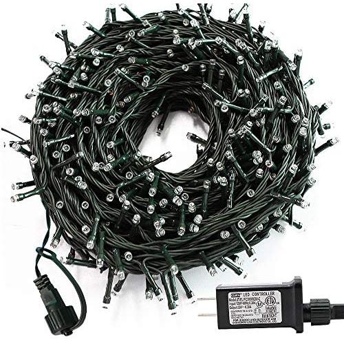 Funiao 105ft 300 LED Christmas Lights Outdoor Indoor Extendable Green Wire Fairy String Lights 8 Modes Waterproof Decorative Twinkle Lights for Xmas Tree Holiday Party Decoration (Warm White)