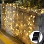 Qunlight Solar Fairy String Lights 72ft 200 LED Outdoor Sensor Waterproof Solar Powered 2 Modes Decorative Lighting for Patio Xmas Garden Homes Party Decore(Warm White)