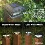 Siedinlar Solar Post Lights Outdoor Glass LED Fence Cap Light 2 Modes for 4x4 5x5 6x6 Posts Deck Patio Garden Decoration Warm White/Cool White Lighting Black (2 Pack)