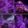 Albelt 2-Pack Each 72ft 200 LED Solar Lights Outdoor String (Ultra-Bright & Extra-Long), Upgraded Solar String Lights, IP65 Waterproof Copper Wire 8 Mode Solar Powered Fairy Lights (Purple)