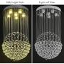 Horisun Modern Chandelier K9 Crystal Raindrop Chandelier Flush Mount Ceiling Light Fixture Gorgeous Pendant Lamp for Dining Room, Living Room, Hallway, Romantic Deco, H32 X D18