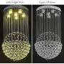 Horisun Modern Chandelier K9 Crystal Raindrop Chandelier Flush Mount Ceiling Light Fixture Gorgeous Pendant Lamp for Dining Room, Living Room, Hallway, Romantic Deco, H32 X D18