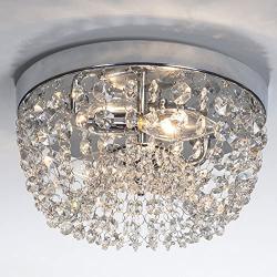 SOTTAE Elegant Mini Style 2 Lights Hallway Living Room Dining Room Kitchen Ceiling Light Fixtures Modern Crystal Chandelier, Crystal Ceiling Light(D9.8, H5.3)