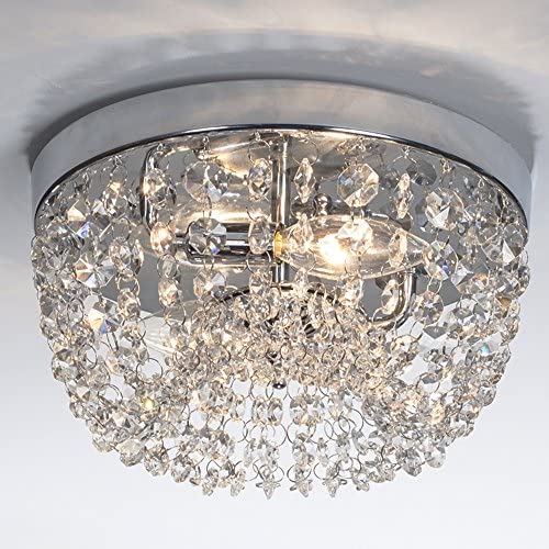 SOTTAE Elegant Mini Style 2 Lights Hallway Living Room Dining Room Kitchen Ceiling Light Fixtures Modern Crystal Chandelier, Crystal Ceiling Light(D9.8, H5.3)