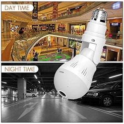 Wi-Fi Bulb Camera 360 Degree 1080P Cameras Surveillance Smart Camera with Night Vision IR Motion Detection Night Vision Two-Way Communication IP Nanny Camera 2.4GHz