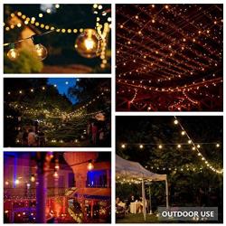 Bomcosy Outdoor String Lights, 100FT G40 LED Globe String Lights with 50+2pcs Clear Bulbs,1 Watt Dimmable 2700K, 50 X E12 Socket, IP45 Waterproof, Patio Lights