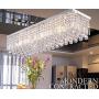 Dst Modern Crystal Chandelier Lighting, Luxury Rectangle Raindrop Elegant Ceiling Lights Fixture Flush Mount Chrome Pendant Light for Dining Living Room Foyer Office Bedroom L31.5 x W10 x H9