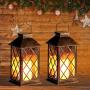 Eigreen Hanging Solar Lantern Lights PVC Outdoor Waterproof LED Flickering Flameless Candle Decorative Solar Lantern , for Patio Courtyard Garden (1pack)