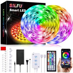 SILFU Led Strip Lights 65.6 Feet Flexible Led Lights for Bedroom RGB LED Lights Color Changing with 44 Keys APP SMD 5050 for Bedroom Kitchen Room DIY Home Decoration