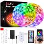 SILFU Led Strip Lights 65.6 Feet Flexible Led Lights for Bedroom RGB LED Lights Color Changing with 44 Keys APP SMD 5050 for Bedroom Kitchen Room DIY Home Decoration