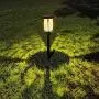 LANSGARINE 6 Pack Glass Solar Lights Pathway Outdoor,Newest Design,Bright Garden Stake lights,Waterproof Wireless Sun Powered Landscape Lighting for Yard Patio Walkway Lawn(Black,Warm White)