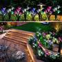 Weepong Flower Solar Lights Outdoor - 3 Pack Waterproof Lawn Solar Lights with 12 Lily Flowers, Color-Changing Solar Stakes Lights for Patio, Back Yard, Garden, Pathway, Walkway(White, Purple, Red)