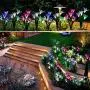 Weepong Flower Solar Lights Outdoor - 3 Pack Waterproof Lawn Solar Lights with 12 Lily Flowers, Color-Changing Solar Stakes Lights for Patio, Back Yard, Garden, Pathway, Walkway(White, Purple, Red)
