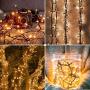 FOAMICHI Extendable 66FT Outdoor Christmas Lights, 150 LED Waterproof String Lights 8 Modes Twinkle Lights Plug in, Green Christmas Tree Lights for Outdoor Wedding Party Xmas Decor (Warm White)