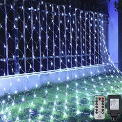 Ollny Led Net Lights 200 LED 9.8ft x 6.6ft mesh Lights with Remote Timer Christmas net Lights connectable Tree wrap Fairy Light net Plug in Hanging Lights for Wedding Background Bushes Outdoor Indoor