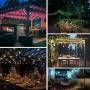 BRTLX Outdoor LED String Light, 100Ft Color Changing RGBW Dimmable Waterproof Commercial Grade Hanging Patio String Lights with 32 Shatterproof Bulbs(2 Spare Bulbs) for Backyard Garden Party (100FT)