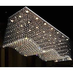 Contemporary Rectangle Crystal Raindrop Flush Ceiling Light Fixture/Chandelier for Dining Room/Lobby/Kitchen Island (21 Lights)