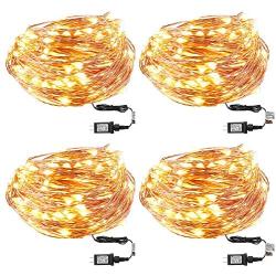 Engilen Fairy Lights 4 Pack 49.2ft 150 LED String Lights UL588 Listed Power Adapter Copper Wire Decorative Lights, Warm White