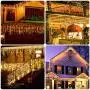 ILLUMINEW Icicle Lights, Christmas Fairy Hanging Lights 306 LED, 8 Modes Window Curtain Lights Outdoor, Falling Lights for Wedding Party Garden Home Bedroom Indoor/Outdoor Decoration (Warm White)