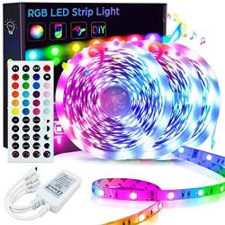 50FT/15M LED Strip Lights, Goadrom RGB LED Light Strip Music Sync RGB LED Strip, 5050 Color Changing LED Strip Light 44-Key Remote, Sensitive Built-in Mic, LED Lights for Bedroom Home Party(3x16.4FT)