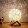 Romantic Night Light Creative INS Wind Starry Table lamp Bedroom Bedside lamp Fantasy Rattan Ball Moon Light (Light Yellow, Button Switch)