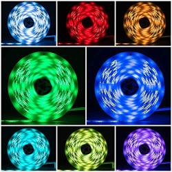 16.4ft RGB Flexible Strip Lights,Color Changing 150 Units SMD 5050 12V Waterproof Tape Lights,LED Lights for Bedroom,TV Back Light, Kitchen,Used for Light Bar Replacement,NO Power Adapter