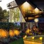 Biling Solar Spotlights Outdoor, 2-in-1 Solar Landscape Lights 12 LED Bulbs Solar Powered Lights IP67 Waterproof Adjustable Wall Light for Patio Pathway Yard Garden Driveway Pool - Warm White(4 Pack)