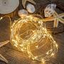 100 Led Fairy Lights 33 Feet Firefly String Lights with Remote and Plug Waterproof Silver Wire Firefly Lights for Indoor Outdoor Christmas Decorative Patio Wedding Warm White