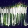 SOCO LED Outdoor Lights 8 Tube Meteor Shower Rain Lights Solar Powered Icicle Raindrop Snow Falling Lights Cascading Lighting for Garden Christmas Patio Holiday Wedding Party Decoration (White)