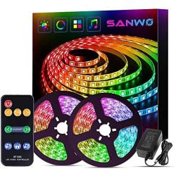 Sanwo Led Strip Lights Music Sync, 32.8 Feet Dream Color LED Light Built-in IC, RGB 300Leds Flexible Strip Lighting with Remote, Color Changing Led Strip Chasing Effect for Home Kitchen