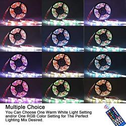 LED Strip Lights, 16.4ft RGBW Color Changing LED Lights Strip, 5050 180LEDs Flexible LED Tape Light with 44-Key IR Remote Controller and 12V Power Supply, Ideal for Home Bedroom and Holiday Decoration
