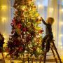 Christmas Lights, 20 Ft 40 Led Snowflake String Lights Battery Operated Waterproof Fairy Lights for Bedroom Patio Room Garden Party Home Xmas Decor Indoor Outdoor Christmas Tree Decorations Warm White