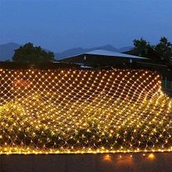 Aikenus LED Net Mesh Lights Outdoor Net Lights with Remote 200 LEDs 9.8ft x 6.6ft with 8 Modes Dimmable Low Voltage Fairy String Lights for Christmas Halloween Wedding Garden Decorations(Warm White)