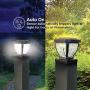 Home Zone Security Solar Post Cap Lights - Decorative Glass LED Outdoor 4x4 (3.5 x 3.5 in.) Post Lights, Black (2-Pack)