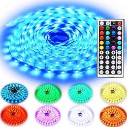 Rxment RGB LED Strip Lights with Remote 10M 32.8 Ft 5050 RGB 300LEDs Full Kit, Blue LED Light Strip, LED Lights Strip, LED Night Light, LED Christmas Lights, LED Rope Lights, LED Tape Light