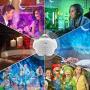 Star Night Light Projector Bedroom,3 in 1 Galaxy Projector Light LED Nebula Cloud Light with Moon Star & Voice Control As a Gift for Game Room Party Home Theatre Night Light Ambiance