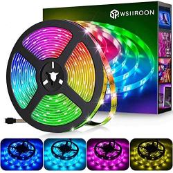 wsiiroon LED Strip Lights, 16.4ft Color Changing LED Light Strip SMD 5050 Waterproof Flexible Rope Lights with 44 Key Remote Control for Home Kitchen TV Christmas