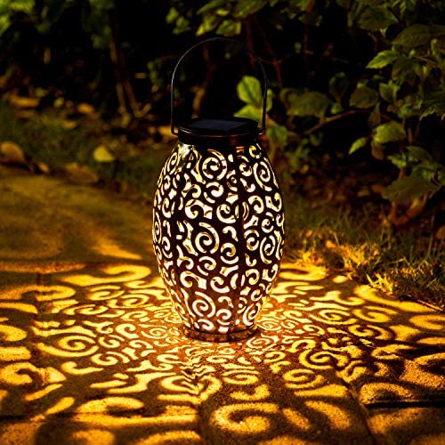 2 Pack Solar Lanterns, OxyLED Christmas Solar Garden Lights Outdoor, Hanging LED Lanterns Solar Powered with Handle Waterproof, Decorative Retro Metal Solar Lights for Table Patio Yard Pathway Walkway