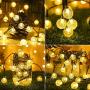 FuNiao Solar String Lights Outdoor 2 Pack 30 LED Crystal Ball Globe Lights with 8 Lighting Modes, Waterproof Solar Powered Patio Lights for Garden Yard Canopy Porch Wedding Party Decor (Warm White)
