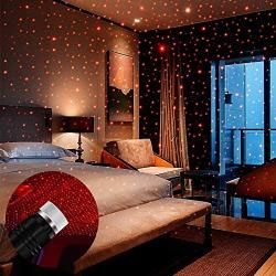 USB Night Light Star Projector, Romantic Star Projector Night Light Adjustable Car Ceiling Lights Portable Star Decoration Lamp for Car Interior, Bedroom, Ceiling, Party, Walls (Red starry sky lights)