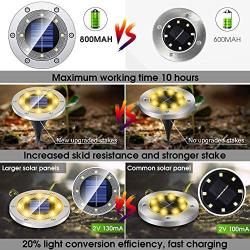 NFESOLAR Solar Ground Lights Outdoor Waterproof, 8 Packs Upgraded Solar Garden Lights with New Design, 8 LED Solar Disk Lights Landscape Lighting for Pathway Garden Walkway Yard - Warm White