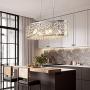 Saint Mossi Modern K9 Crystal Oval Chandelier Lighting Flush Mount LED Ceiling Light Fixture Pendant Lamp for Dining Room Bathroom Bedroom Livingroom 6 E12 Bulbs Required H10in x W7in x L24in