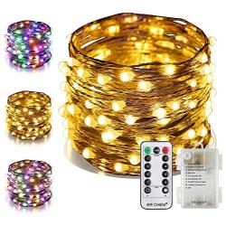 ER CHEN Color Changing Battery Operated Fairy Lights, 66ft 200 LED Twinkle String Lights 8 Modes Silvery Copper Wire Lights with Remote/Timer for Indoor Outdoor Christmas (Warm White&Multicolor)