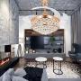 Kankanray 42 Crystal Fandelier Luxury Ceiling Fan Light with Remote Retractable LED Chandelier 3 Color Change 3 Speeds Acrylic Blades Silent Decorative Lighting Lamp for Living Room Bedroom