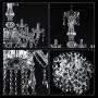 Maple Leaf Shape K9 Crystal Candle Chandeliers Lighting 6 Lights Bathroom Pendant Ceiling Lights Fixture Lamp for Dining Living Room Bedroom Hallway Entry (Crystal)