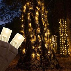 50 Warm White LED StretchNet Pro Expandable Christmas Net Lights for Medium Trees, LED Tree Wrap Lights, 20'' x 45'' Stretchable Net - Brown Wire Trunk Wrap Lights