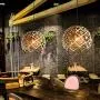 Rattan Pendant Light, Vintage Style Bamboo Lamp for Dining Room Kitchen Cafe Bars, E27 Hanging Light with Two-Layer lamp Shade, Brown Pendant Lamp for Bedroom Living Room Restaurant
